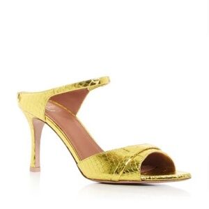 Malone Souliers Una Croc Embossed High Heel Slide Sandals